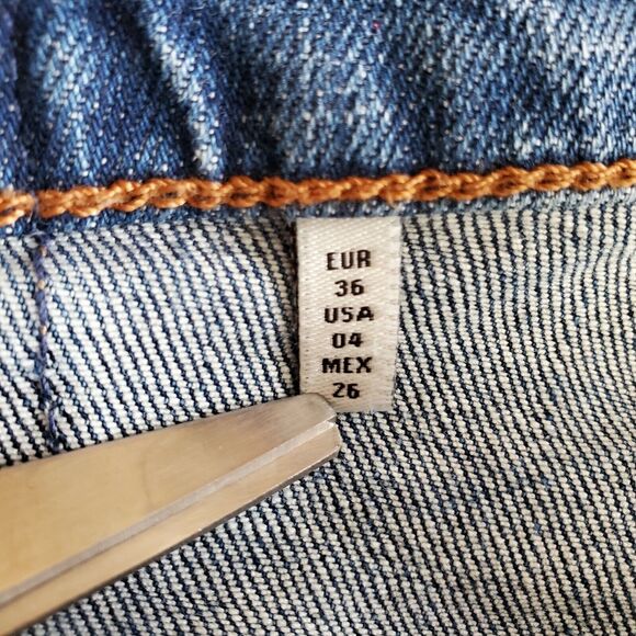 Zara Women Jeans 4 Hi Rise Relaxed Fit Distressed Stretch High Waist Medium Wash - Picture 10 of 11